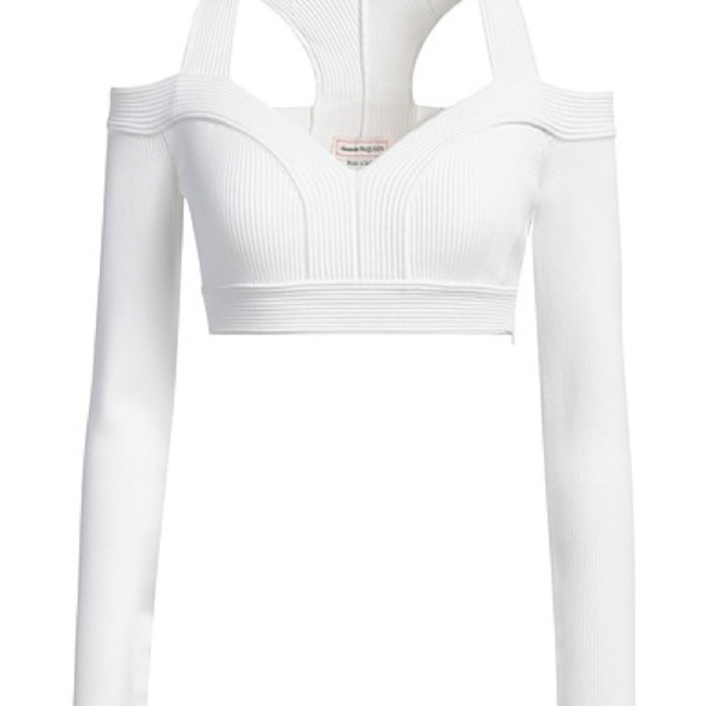 Alexander McQueen White Cut Out Bodysuit Top